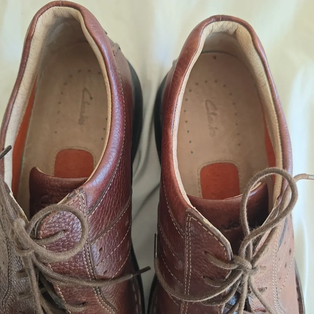 Clarks Casual Oxford Shoe 73106 Brown Leather Mens 11 M Bicycle Toe Comfort Work